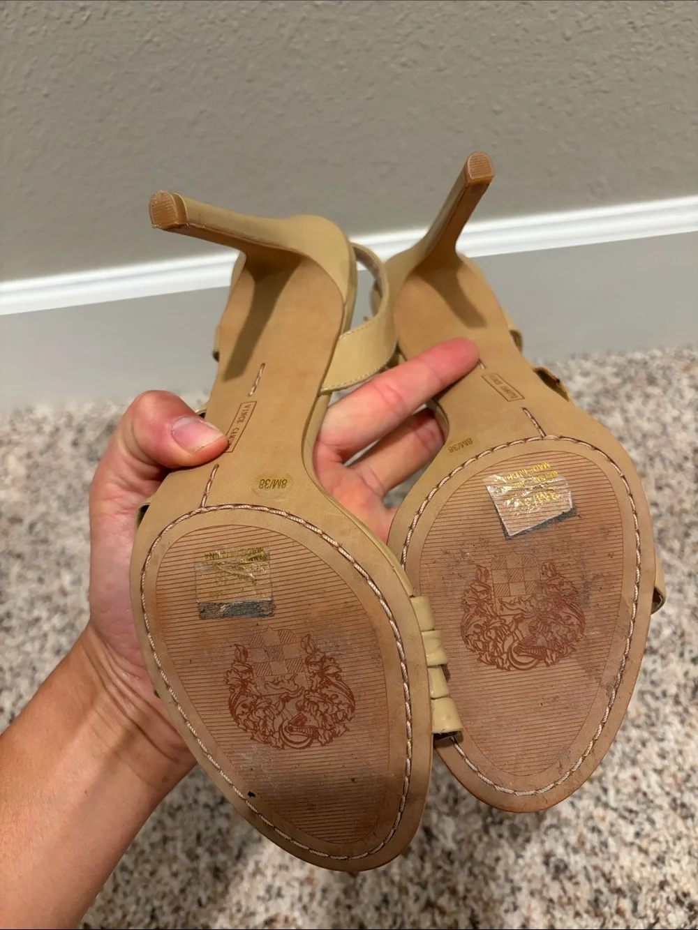 Vince Camuto Beige Strappy Slingback Heels